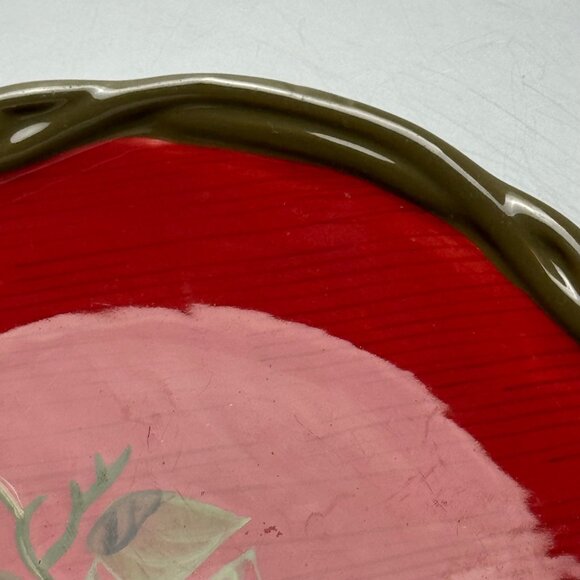 Tracy Porter Octavia Hill Collection Desert Bread Plate 8” Red Floral Ceramic - Picture 5 of 8